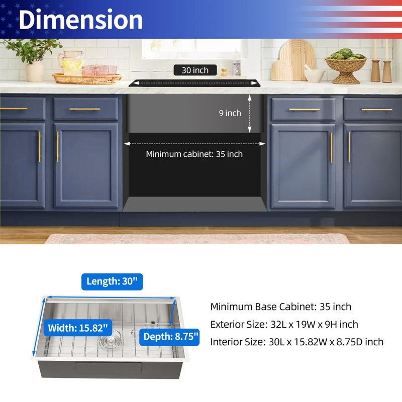 Undermount Single Bowl Stainless Steel Kitchen Sink with Workstation