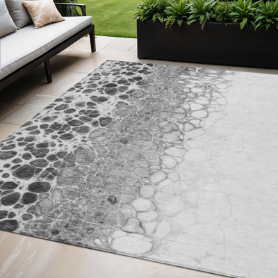 Tapis extérieur gris lavable argenté et gris anthracite 5 pi x 8 pi