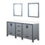 Meuble-lavabo double gris foncé de 72 po L avec plateau en quartz blanc et 30 miroirs - armoires et tiroirs-1136485193