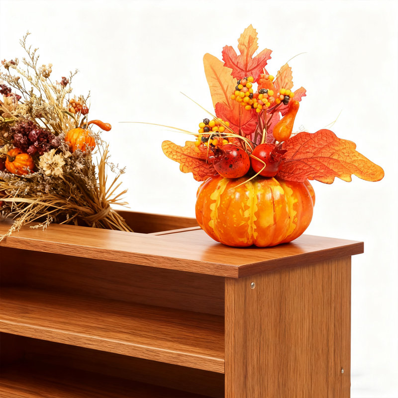 Décoration de citrouille artificielle 1PC, citrouille de texture réaliste sans plis, convient à l'Action de grâce, décoration de centre de table d'automne, décoration d'Halloween pour la maison