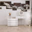 Coiffeuse à rallonge à 10 tiroirs Design blanc moderne, rangement spacieux, robuste et durable convenant aux chambres à coucher, aux salons et aux bureaux