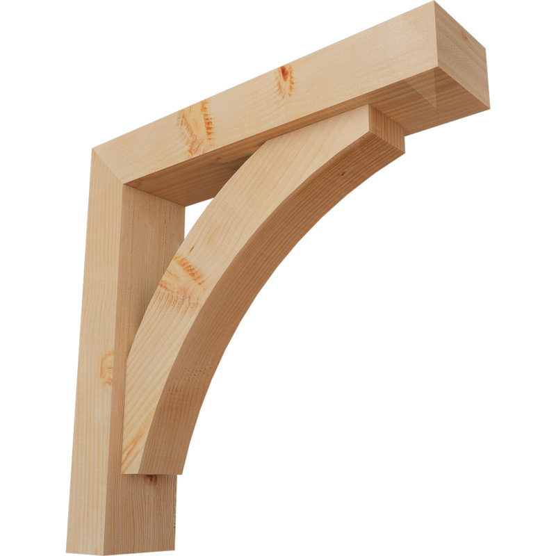 Thorton Block Bracket with Offset Brace, 26 x 26, 5 1/2"W Douglas Fir (Smooth)