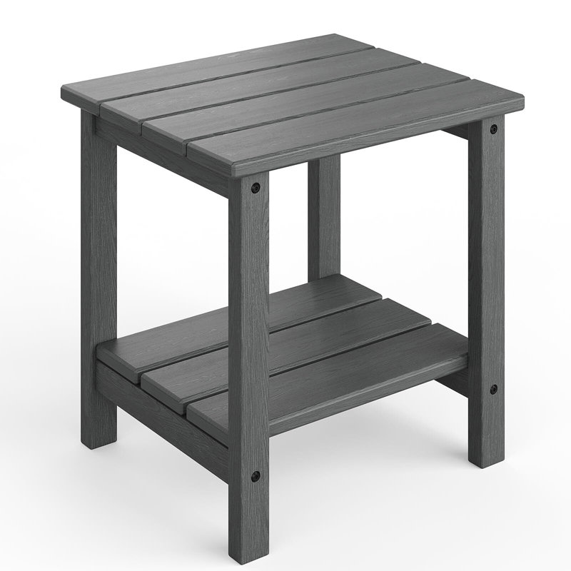 Adirondack Outdoor Side Table 18 x 15 inch, HDPE 2-Tier Patio Side Tables for Outside, All-Weather End Table for Patio Pool Deck Indoor Backyard