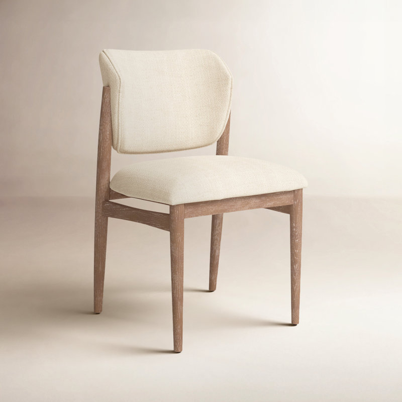 Lucille 19.5'' H Upholstered Side Chair, Irving Taupe Polyester Blend/Pecan Whitewash