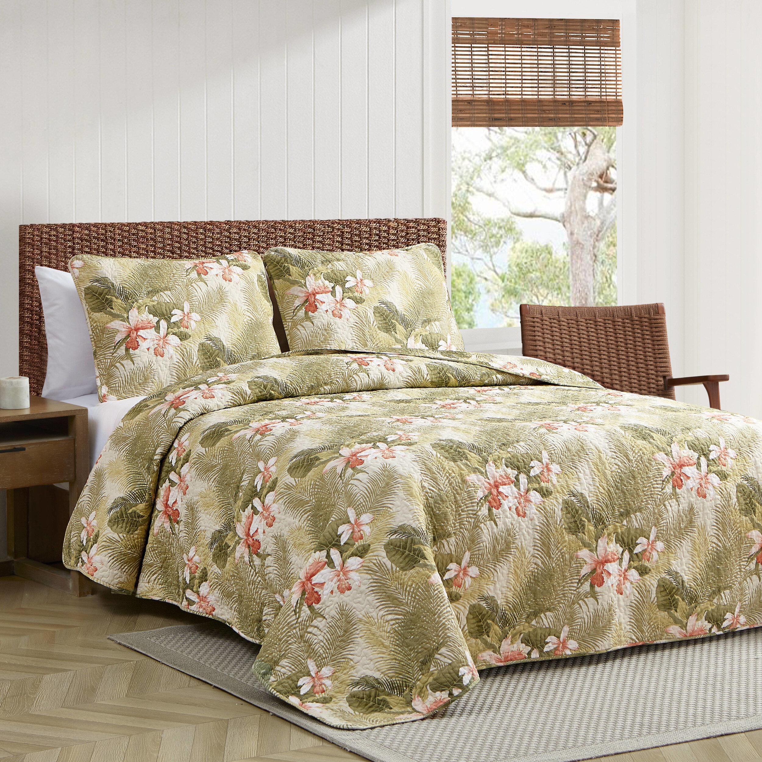 Tommy Bahama Home Tommy Bahama Tropical Orchid Green Cotton Reversible ...