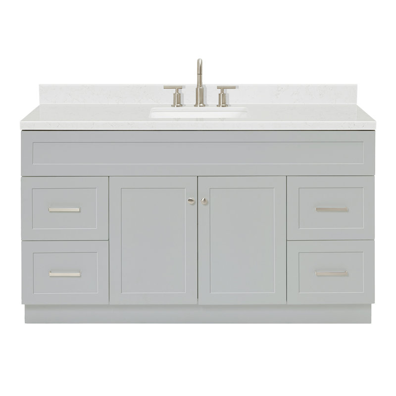Hamlet 60.25'' Bathroom Vanity with Carrara Quartz Top, Gray
