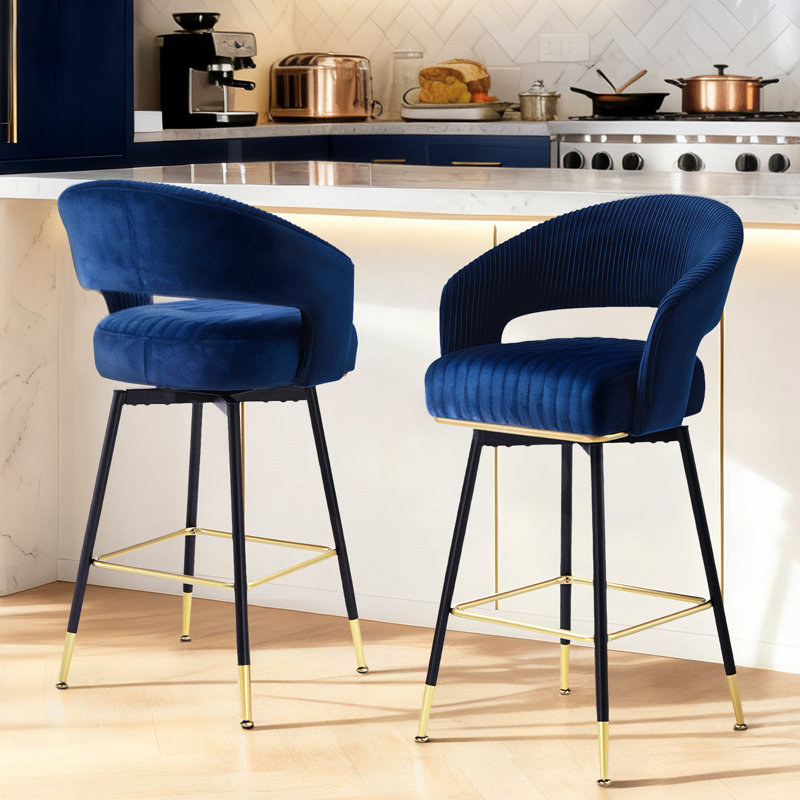 Tabouret de bar rotatif 29,5 po Roellig, Bleu