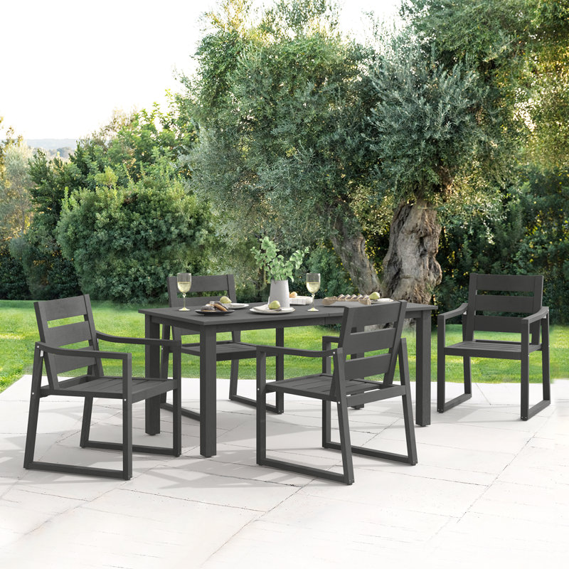 Outdoor Dining Table, Dark Gray