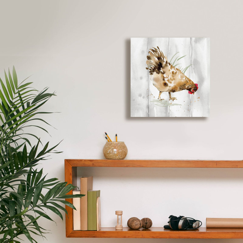 «Home To Roost 3 Barn Board» par Katrina Pete, art mural sur toile, H 12 po x l 12 po x P 0,75 po