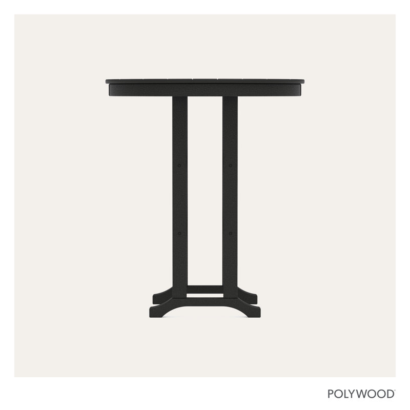 POLYWOOD Round Farmhouse Bar Table, Black, 36"