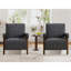 Fauteuil d'appoint rembourré en tissu de 28,35 po de largeur avec pieds en bois massif (ensemble de 2)-2104788421