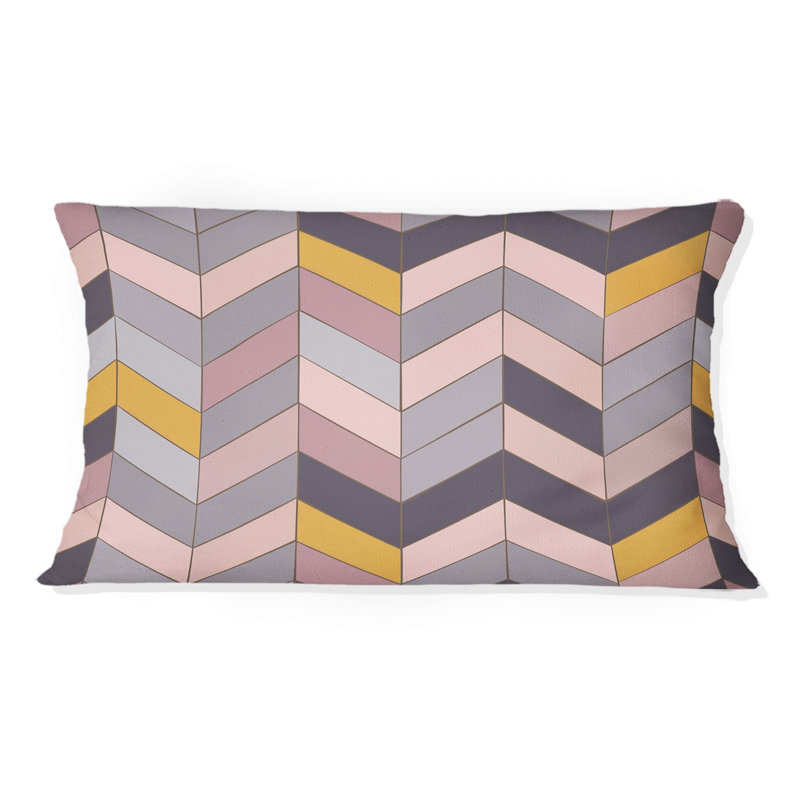 Coussin lombaire à chevrons mauve et rose