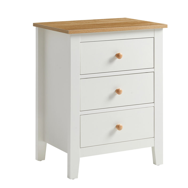 3 Drawer Nightstand With Solid Wood Knobs, Individual