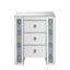 Table de chevet rectangulaire moderne et glamour avec fini miroir, incrustations latérales en faux diamant et 3 tiroirs