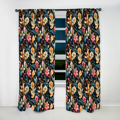 Motif moderne à motif cachemire bohème - Rideau glamour - Velours obscurcissant - 1 panneau