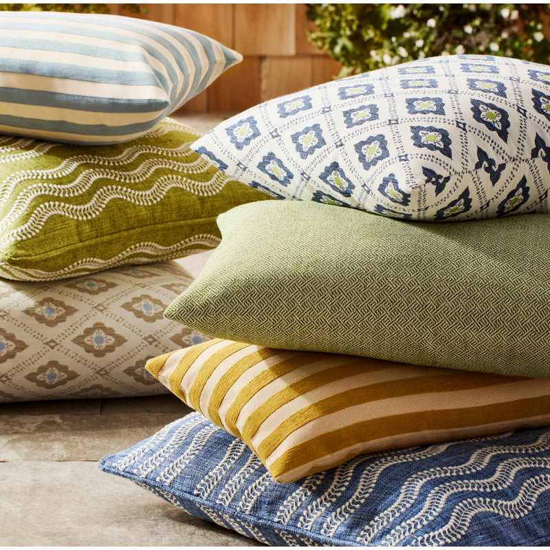 Reggie Liza Pillow Cover & Insert Square in Blue/Green/White, 16" x 16"