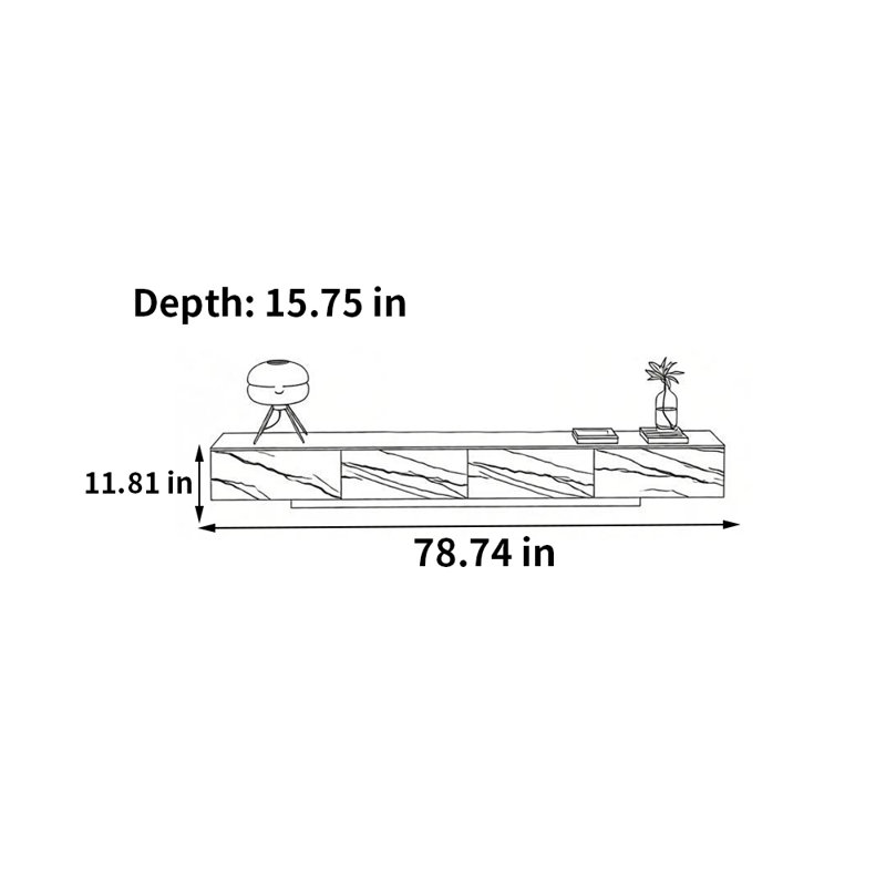 Armoire de rangement pour meuble télé italien minimaliste, H 11,81 po x L 15,75 po x l 78,74 po