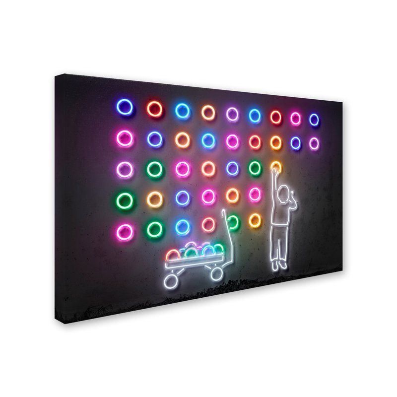 'Dots' Graphic Art Print on Wrapped Canvas, 12" H x 19" W