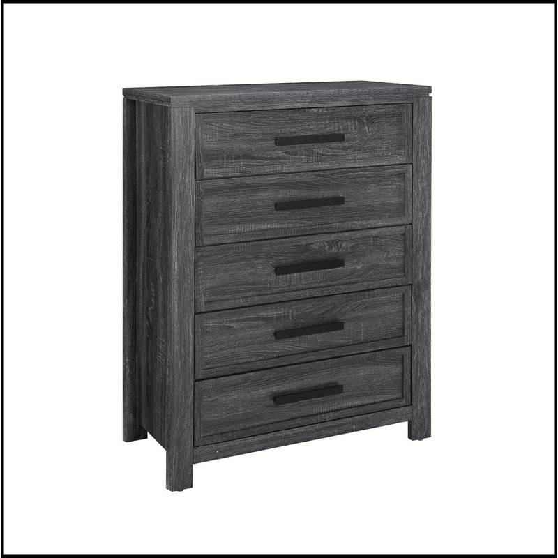 Commode gris foncé avec 5 tiroirs