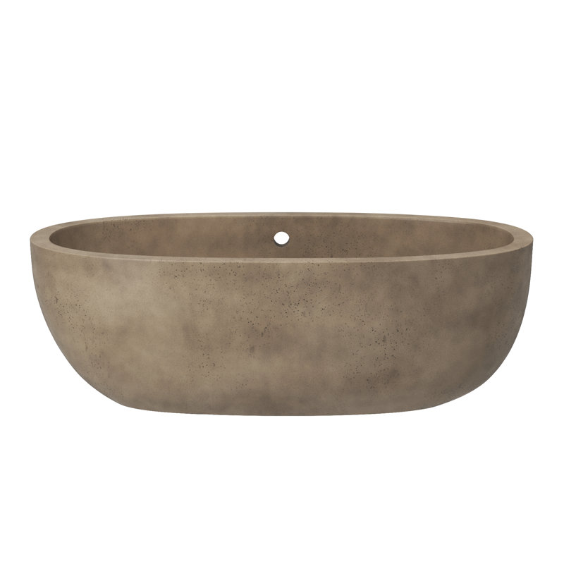 Avalon NativeStone Freestanding Soaking Cement Bathtub, 22" H x 36" W x 66" L, Earth
