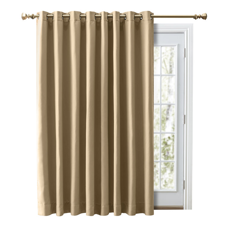 Ardelle Blackout Single Curtain Panel, 112" W x 84" L, Sand with Antique Bronze Grommets