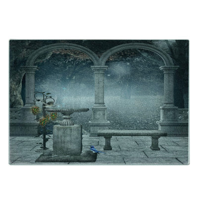 Ambesonne Gothic Tempered Glass Cutting Board Fictional Mythic Stones Grey