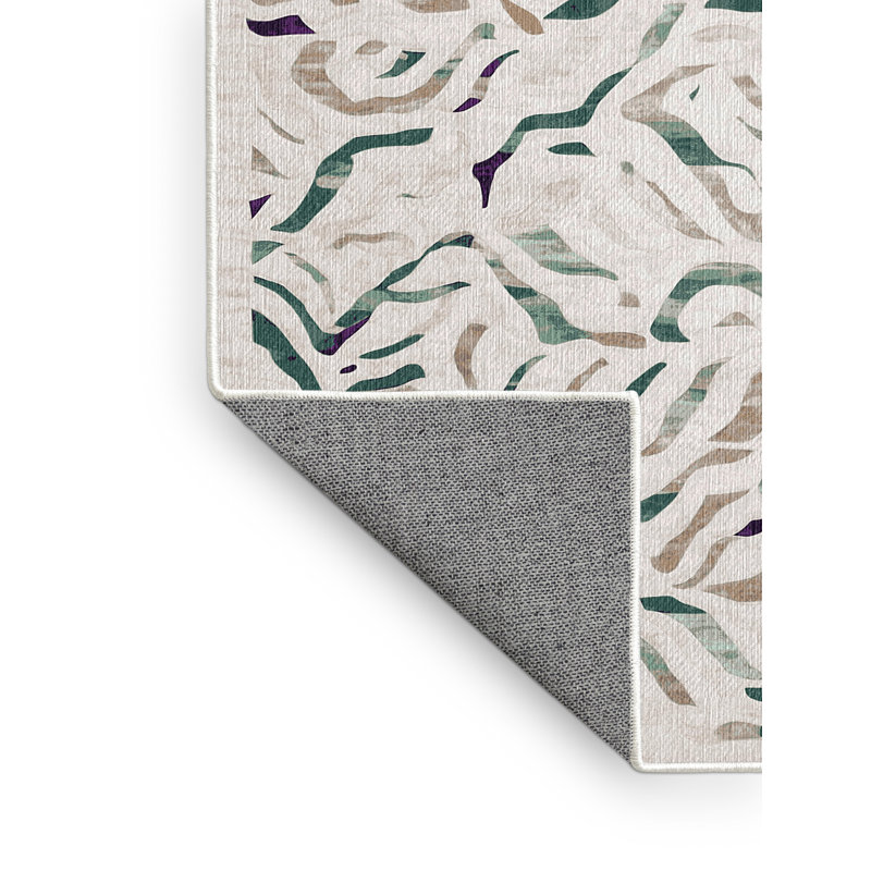 Machine Washable Beige Area Rug, Round 3'