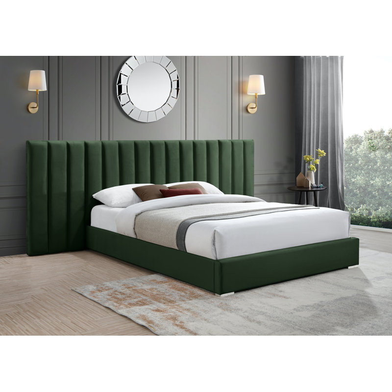 Pablo Velvet Bed, King, Green Velvet