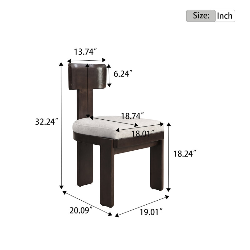 Ensemble de 2 chaises de réception modernes en bois avec sièges rembourrés et dossier en bois., Marron foncé