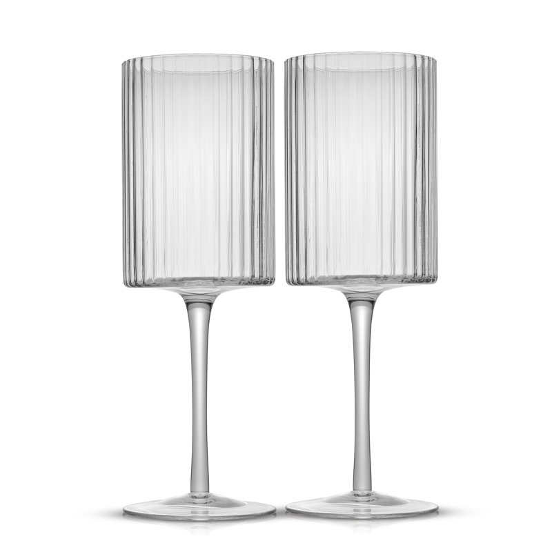 JoyJolt Elle Fluted Red Wine Glasses, 17.5oz
