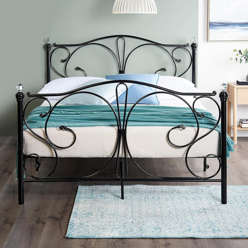 Philly Metal Bed with Mattress, Small Double (4'), Black