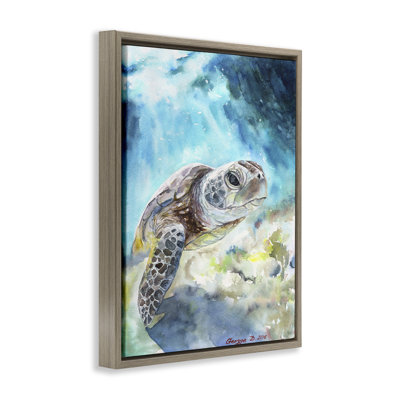 «Sea Turtle Ocean», aquarelle encadrée par George Dyachenko