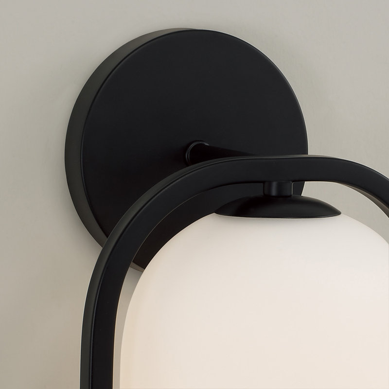 7.5" W X 14" H 1-Light Capsule Sconce with Soft White Glass, Matte Black