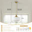 Suspension à une lumière de 35,3 cm de large avec verre opalin plissé blanc.-367312136