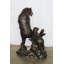 Statue géante en bronze de la collection Nifao d'un ours debout et d'un petit au bord de la rivière 40 po x 38 po x H 55 po