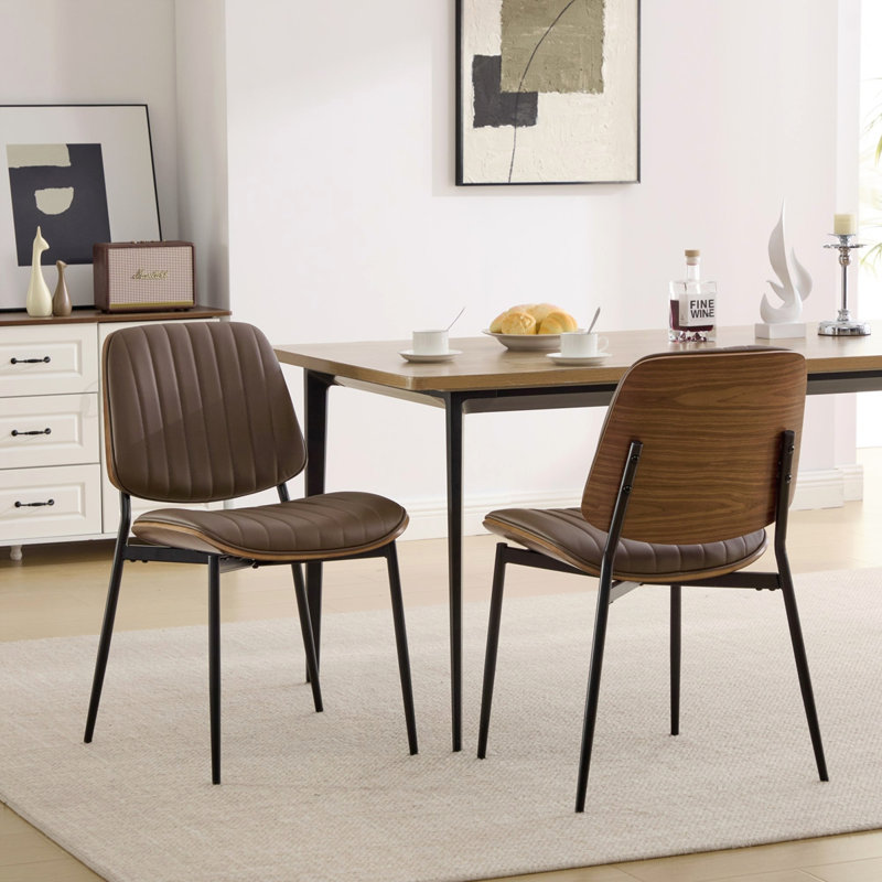 Ensemble de chaises en similicuir rétro Mid-Century, Brun