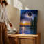 Toile, "Un coucher de soleil à couper le souffle sur un lac tranquille", art mural, éclipse solaire dramatique-2133703836