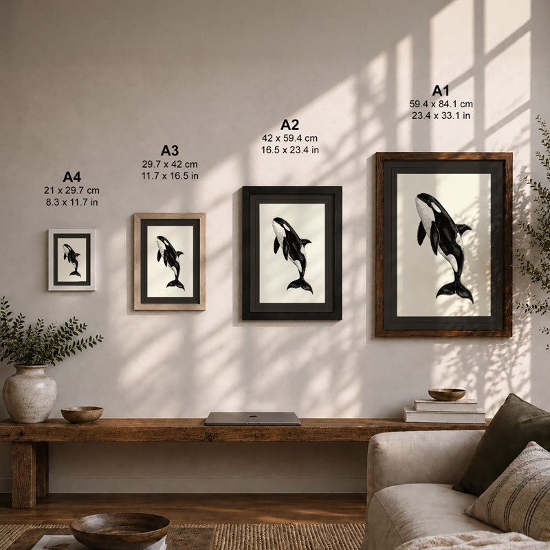 Leaping Orca Coastal - Framed Print, Unframed, A3 - 42.0 x 29.7 cm