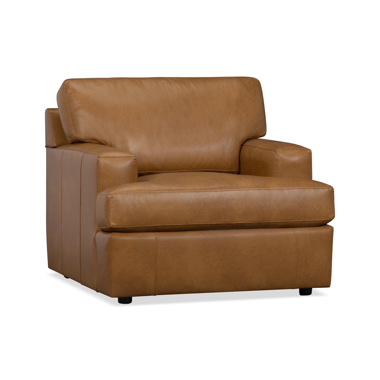 Cleo Genuine Leather Accent Chair, Steamboat Caramel Genuine Leather