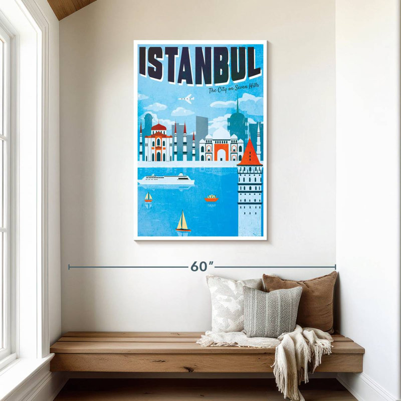 Affiche touristique d'Istambul, rétro, H 45 po x l 30 po
