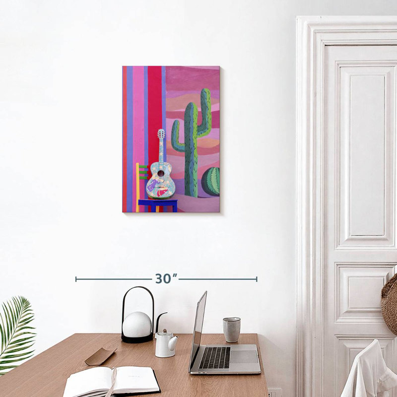 Abarca Guitar And Cactus, 24" H x 16" W