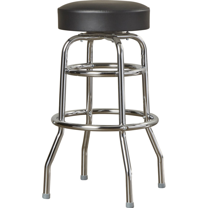 Retro Home Double Ring Swivel 30" Bar Stool, Black