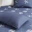 Ensemble de courtepointe brodée réversible en coton 4 pièces avec coussin décoratif bleu marine-130419135-130419133