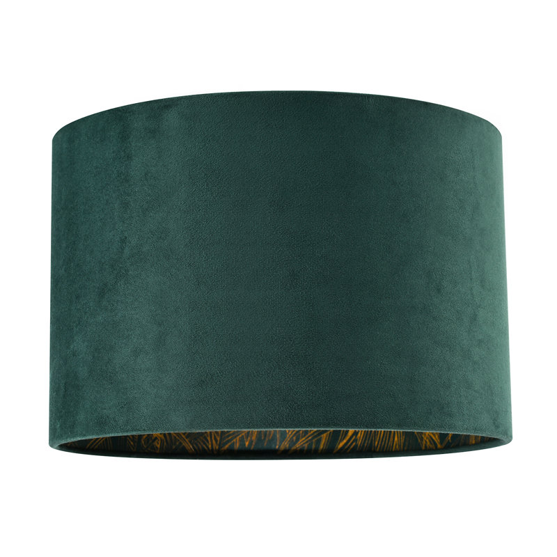 20cm H Velvet Drum Lamp Shade ( Screw On ) in Green