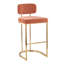 Tabouret de bar à hauteur fixe en métal doré et tissu saumon - Ensemble de 2-784237866-784237865