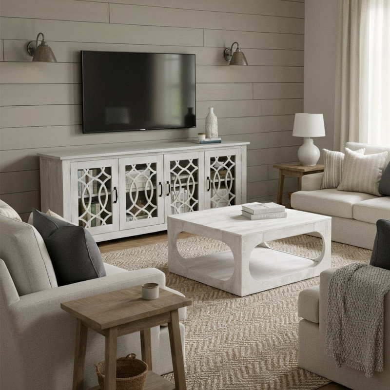 Inniss Modern 2 Piece Living Room Media And Coffee Table Set