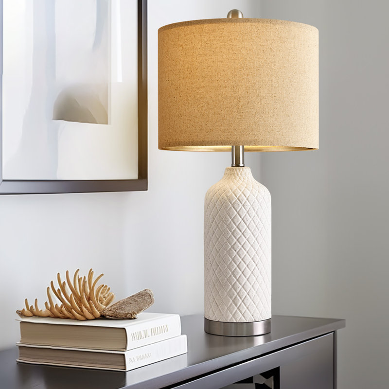 Lampe de table 24 po moderne en céramique blanche, idéale pour les couloirs, les salons, les chambres et les bureaux