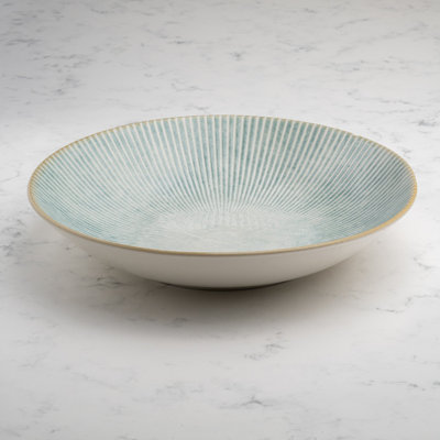 Paros-Aqua Premium Porcelain Vital Coupe Round Deep Plate, Aqua, 7" | Microwave & Dishwasher Safe