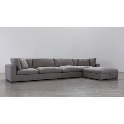Albirta 134" Wide Reversible Modular Corner Sectional with Ottoman