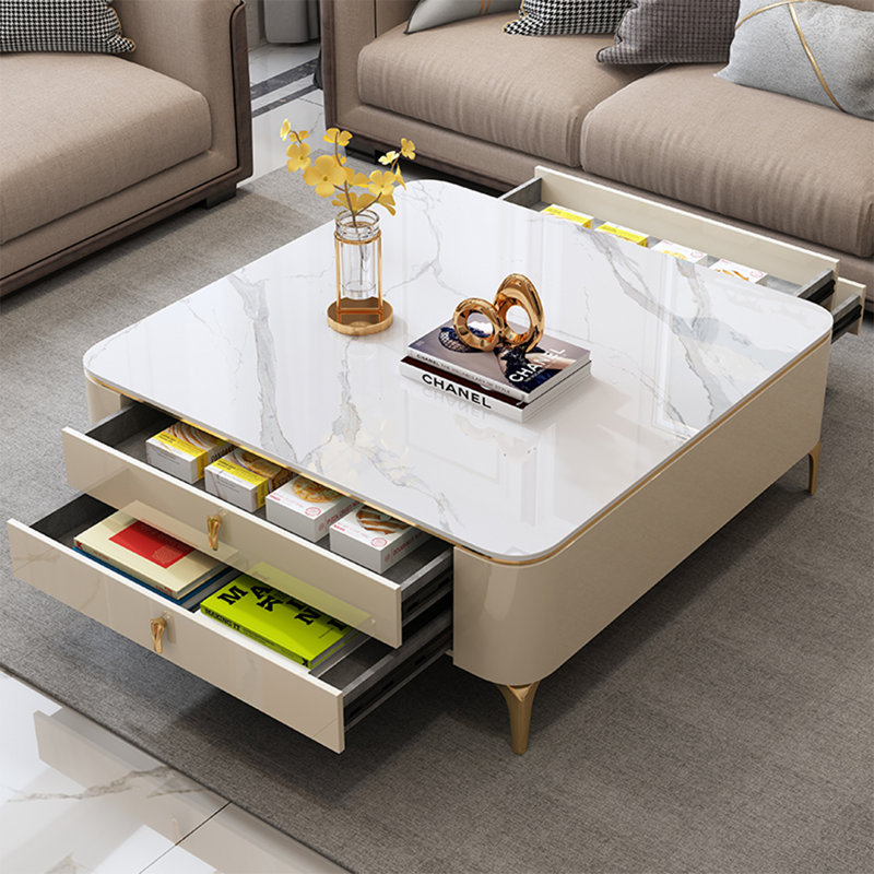 Table carrée légère et luxueuse, H 16,9 po x L 47,2 po x l 47,2 po